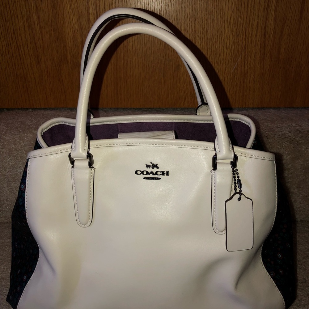 White leather Coach Satchel